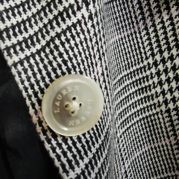 Lauren Ralph Lauren Linen Black, White and Pink Plaid Crop Jacket Size 8 - Picture 8 of 10